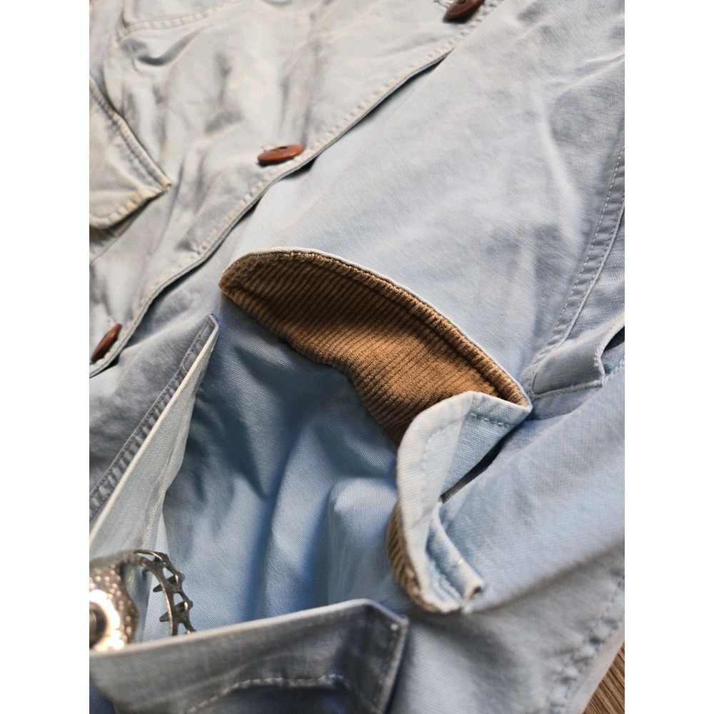 Vintage LL Bean Women's Chore Field Coat L Blue Canvas Barn Jacket Corduroy - Picture 14 of 16